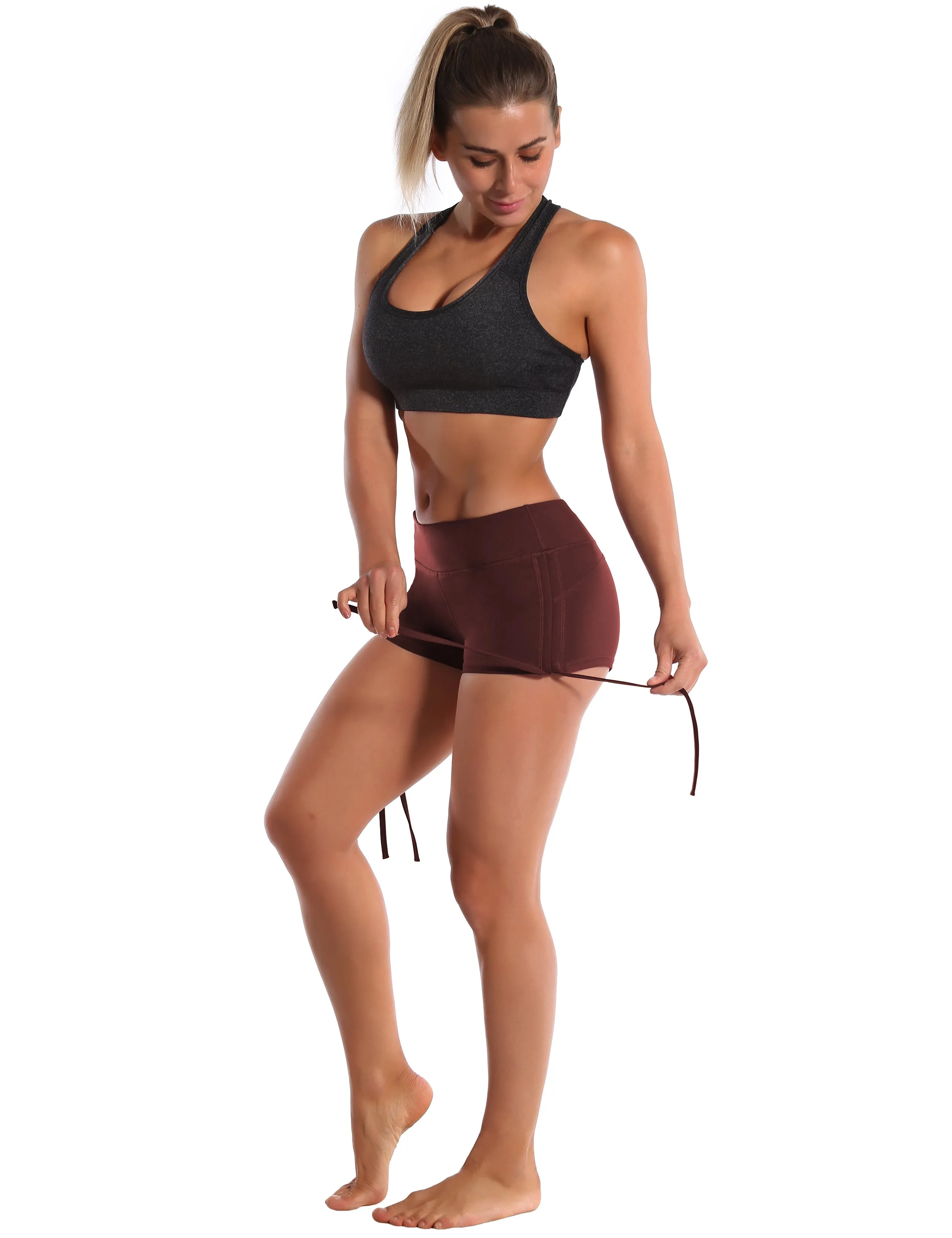 Side Drawstring Hot Shorts mahoganymaroon_Biking