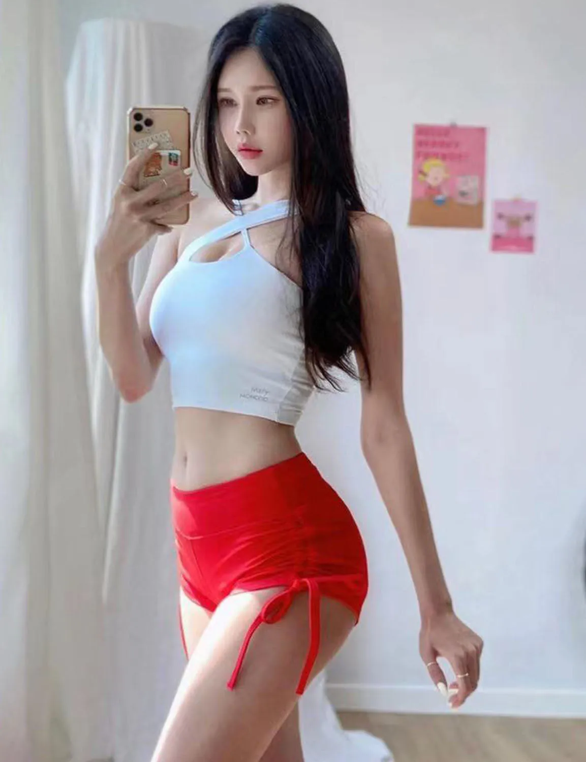 Side Drawstring Hot Shorts scarlet ins_Biking