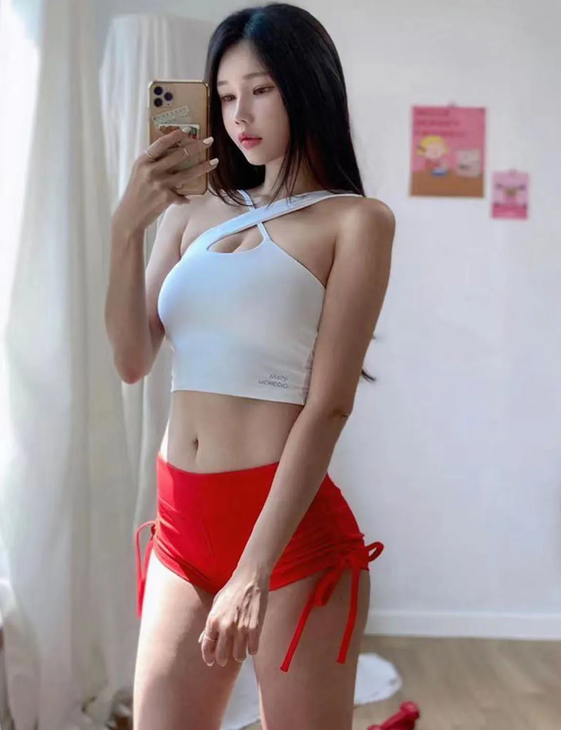 Side Drawstring Hot Shorts scarlet ins_Biking