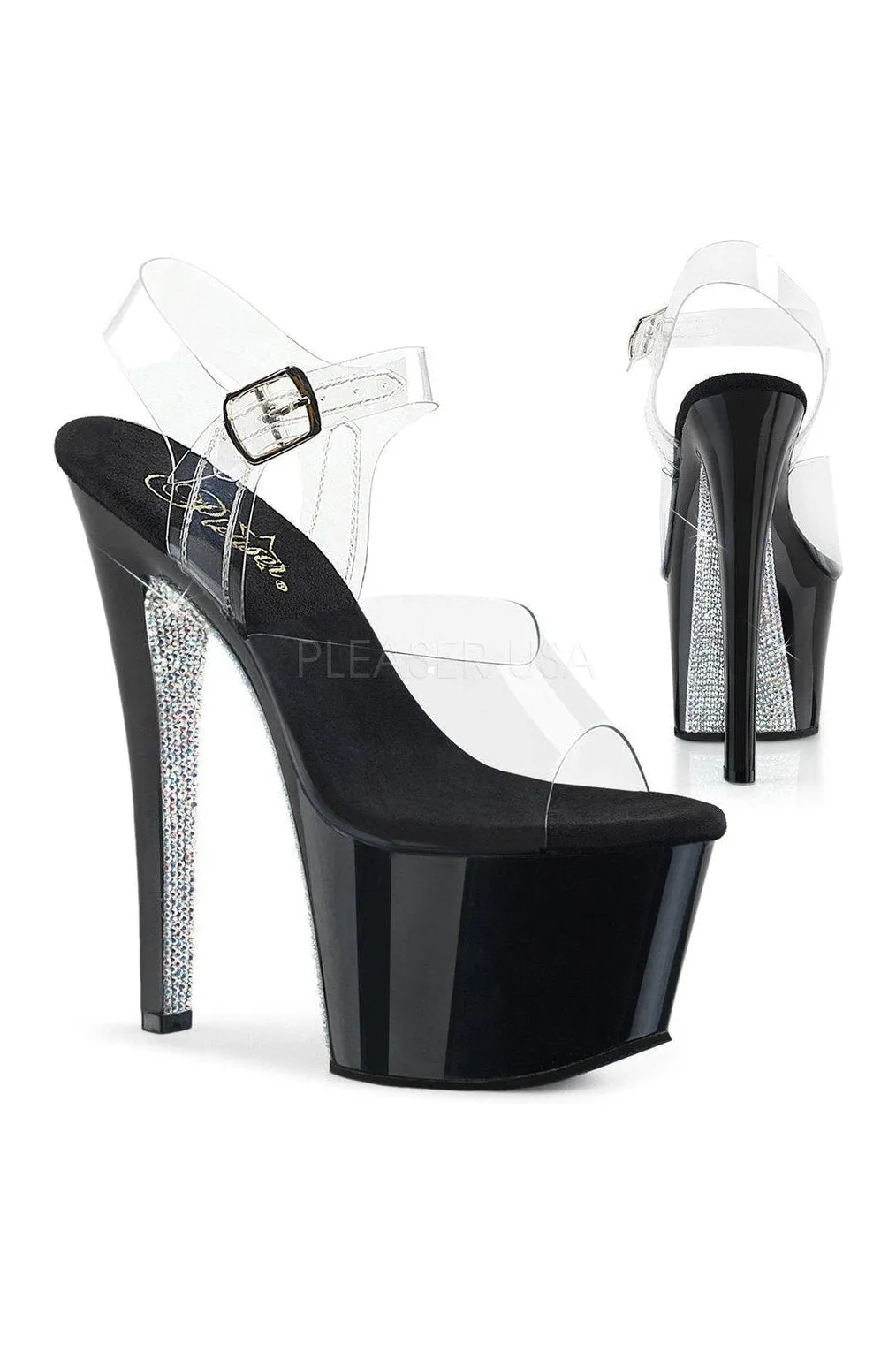 SKY-308CRS Platform Sandals | Black Vinyl