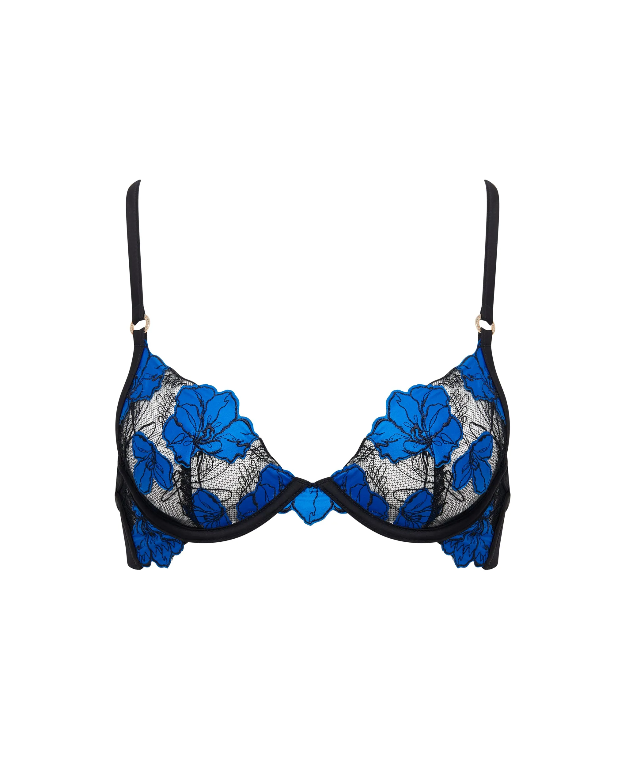 Sorento Floral Embroidered Bra Blue