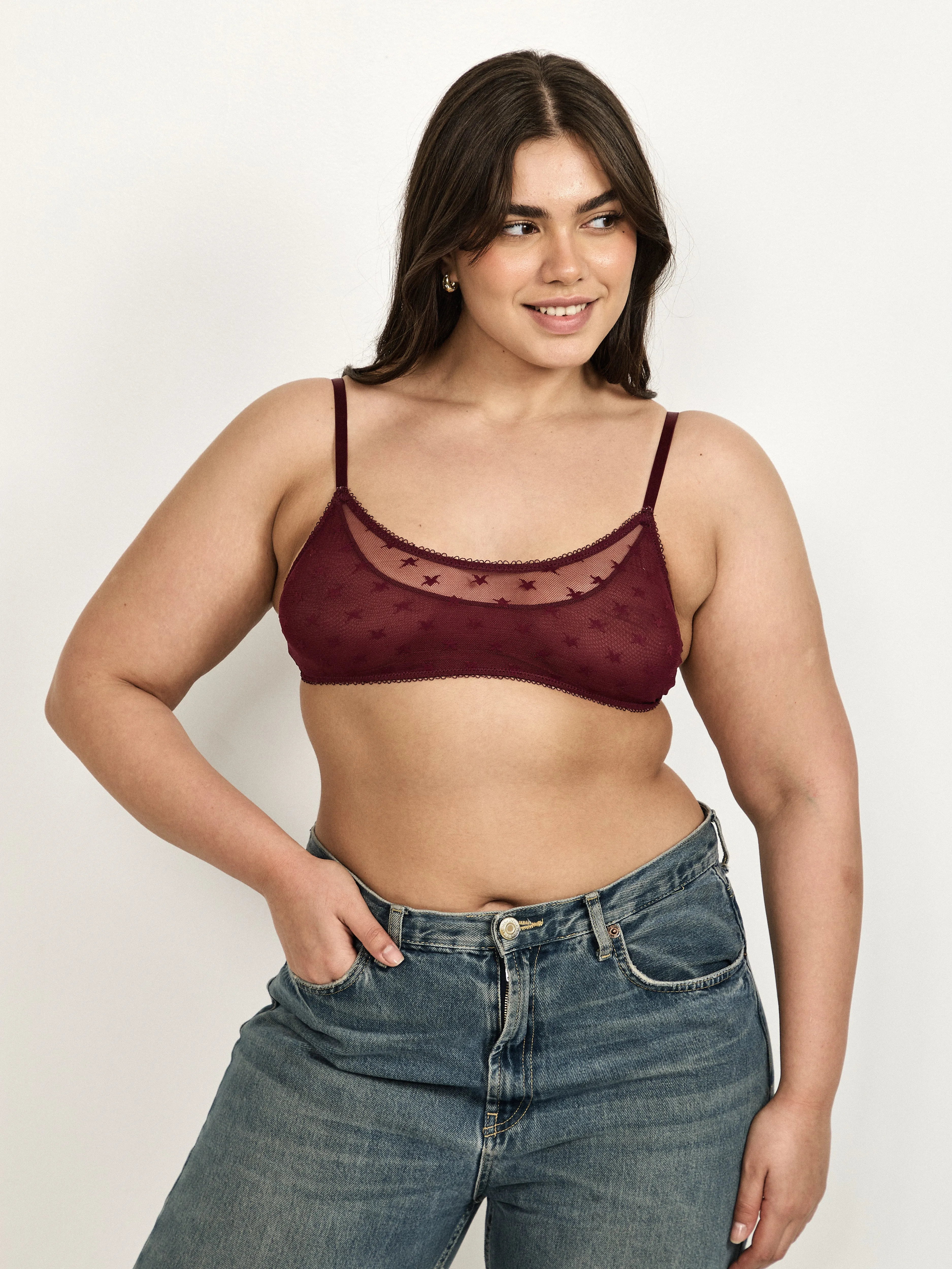Star Lace Bralette - Burgundy
