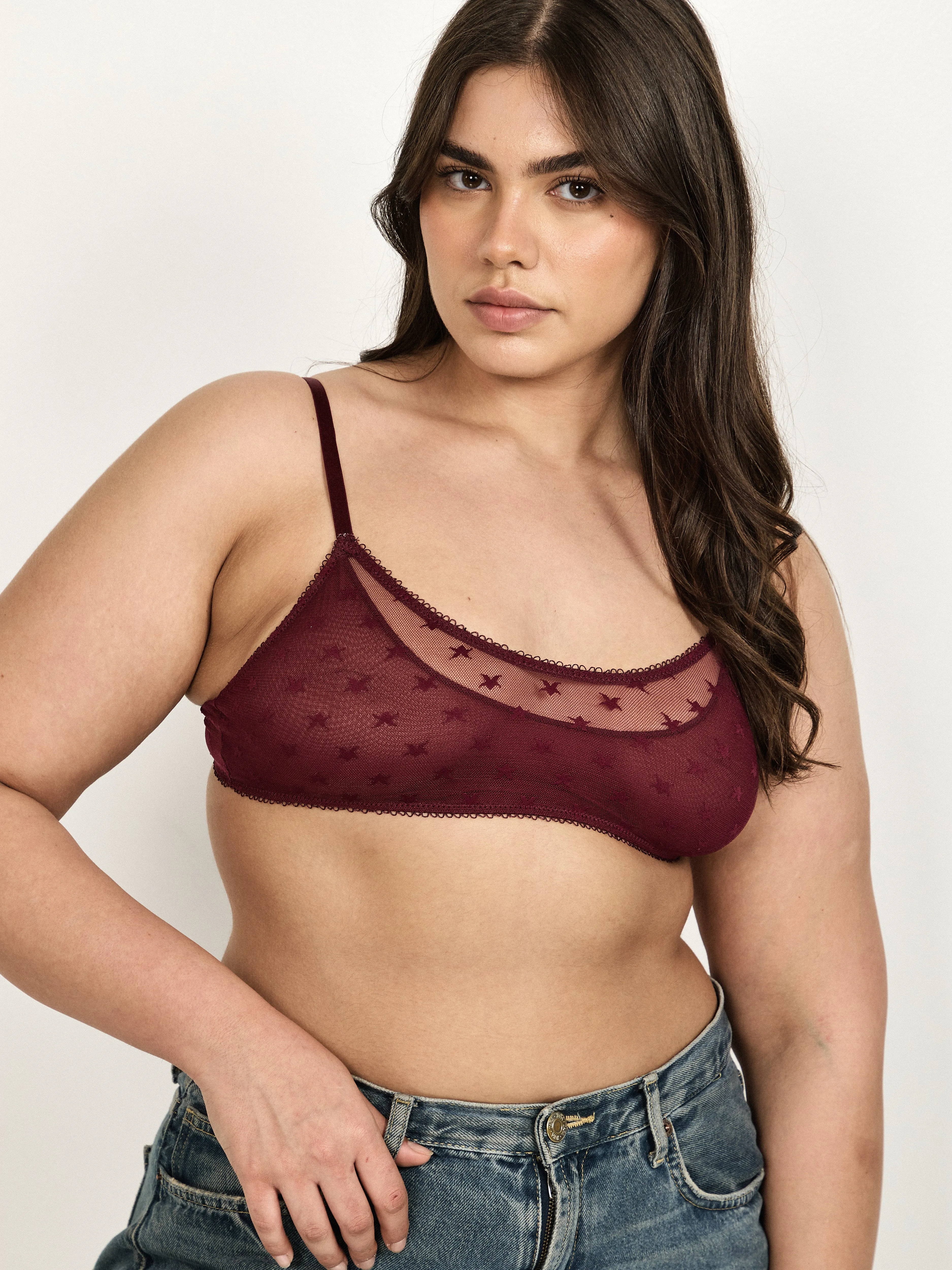 Star Lace Bralette - Burgundy