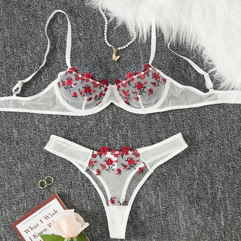 Stop & Stare Sheer Mesh Bra & Thong Lingerie