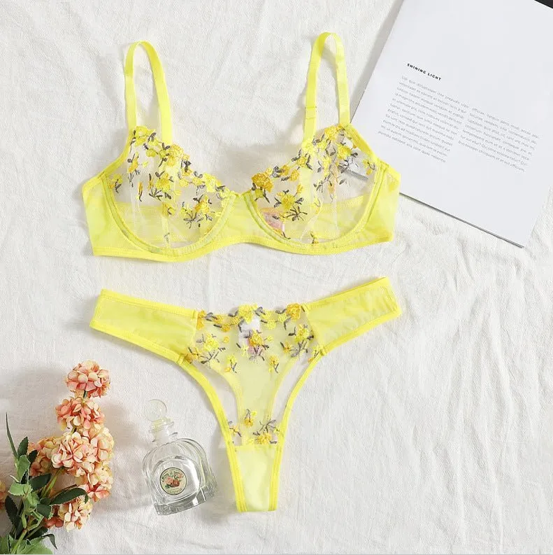 Stop & Stare Sheer Mesh Bra & Thong Lingerie