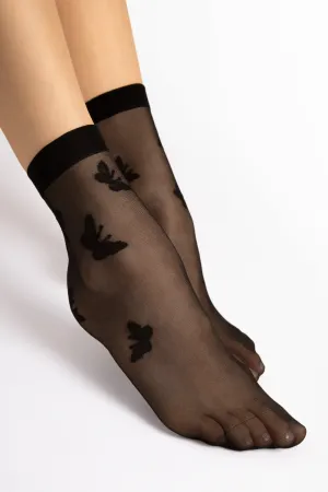 Summer Butterfly Socks 15 Denier in Black