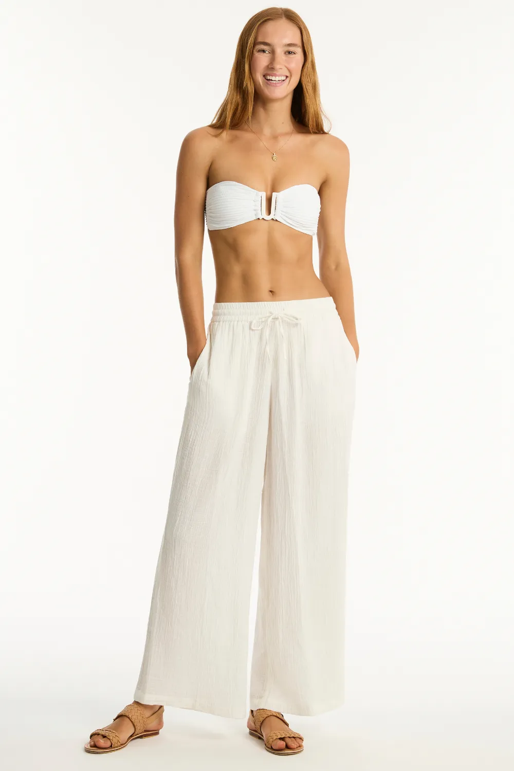 Sunset Cotton Beach Pants in White