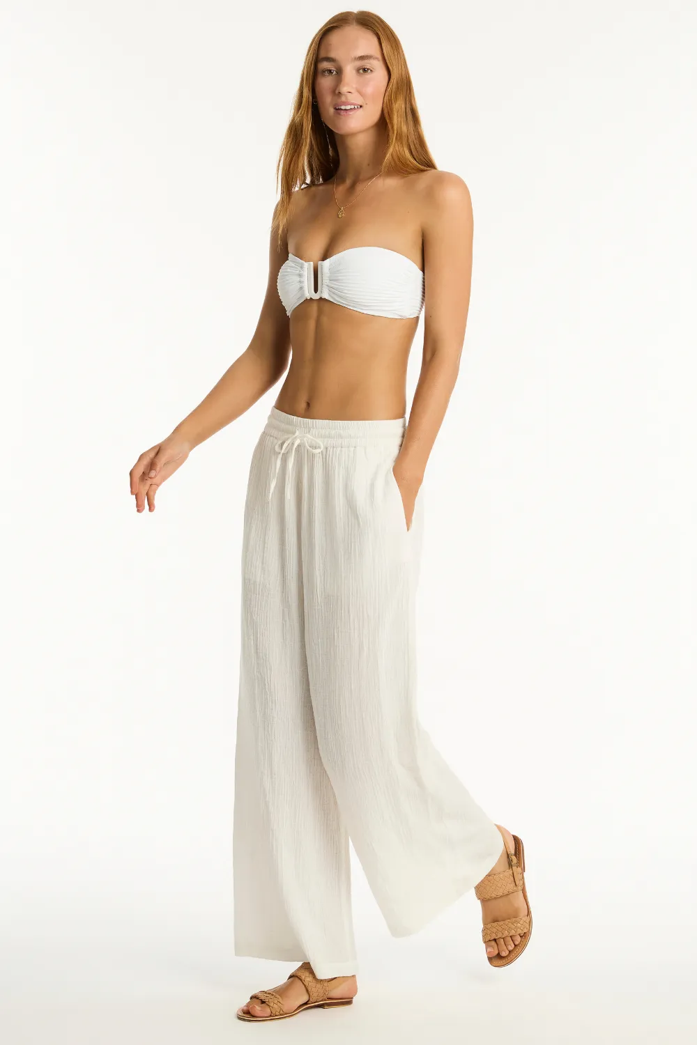 Sunset Cotton Beach Pants in White