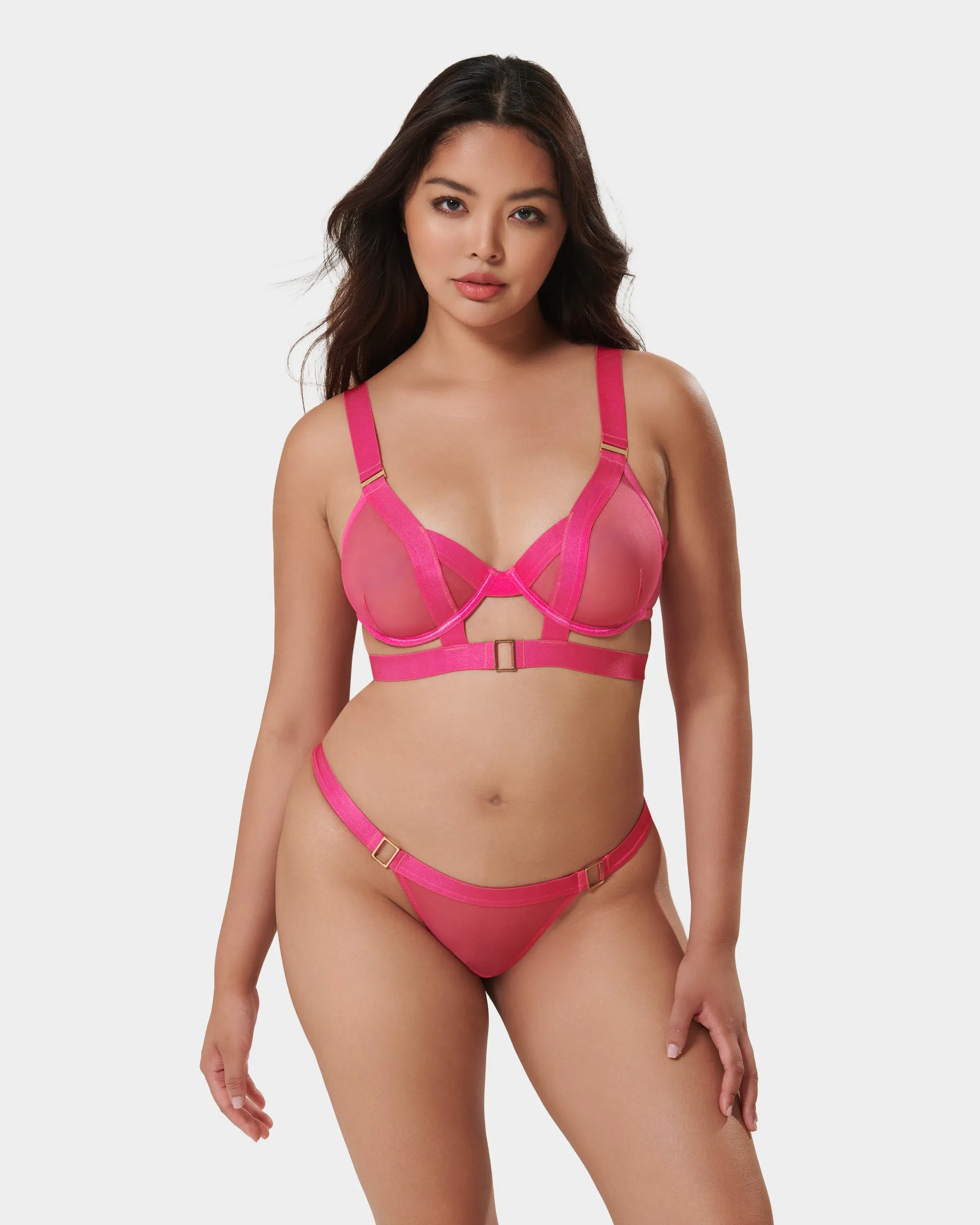 Trinity Sheer Strappy Bra Pink