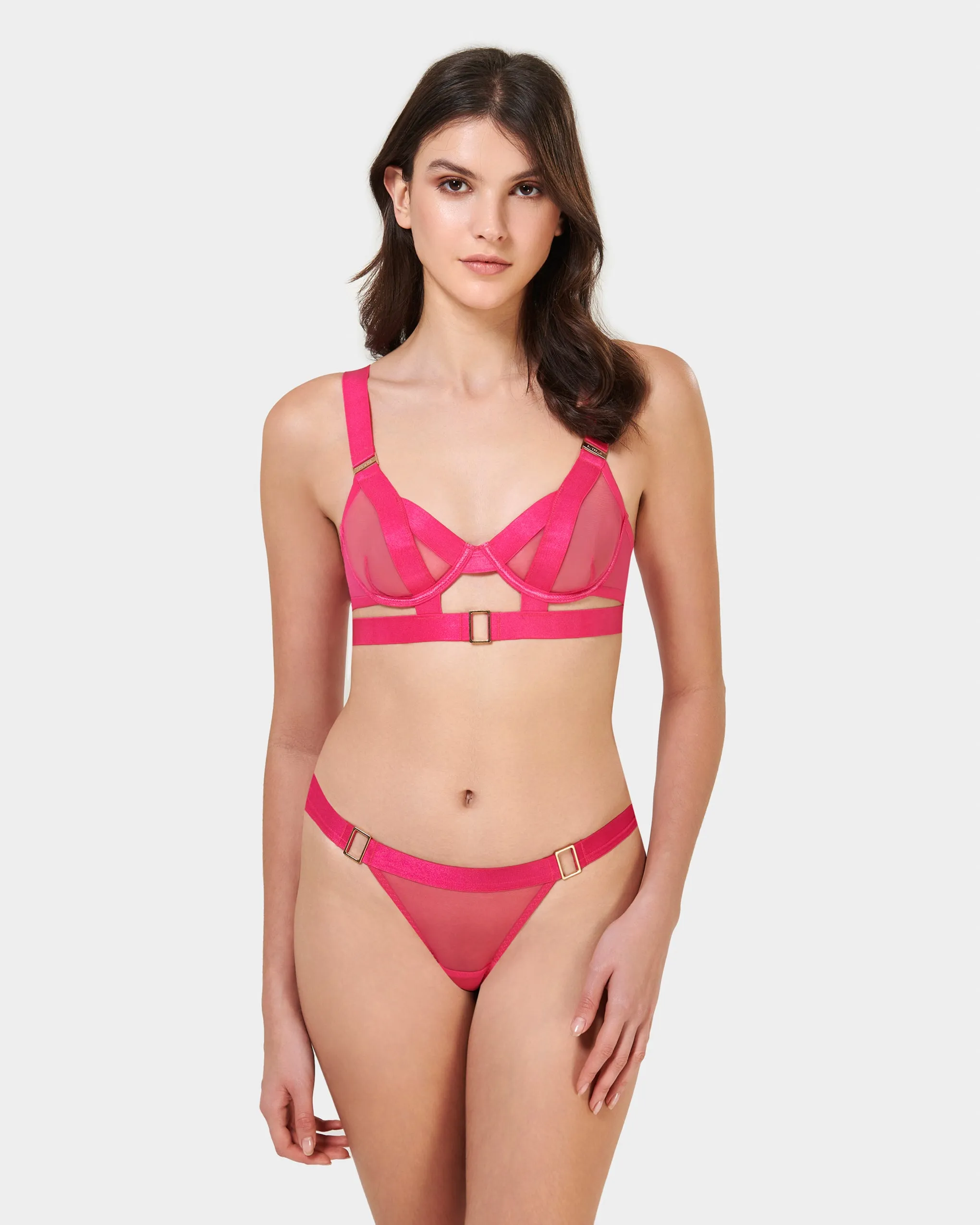 Trinity Sheer Strappy Bra Pink