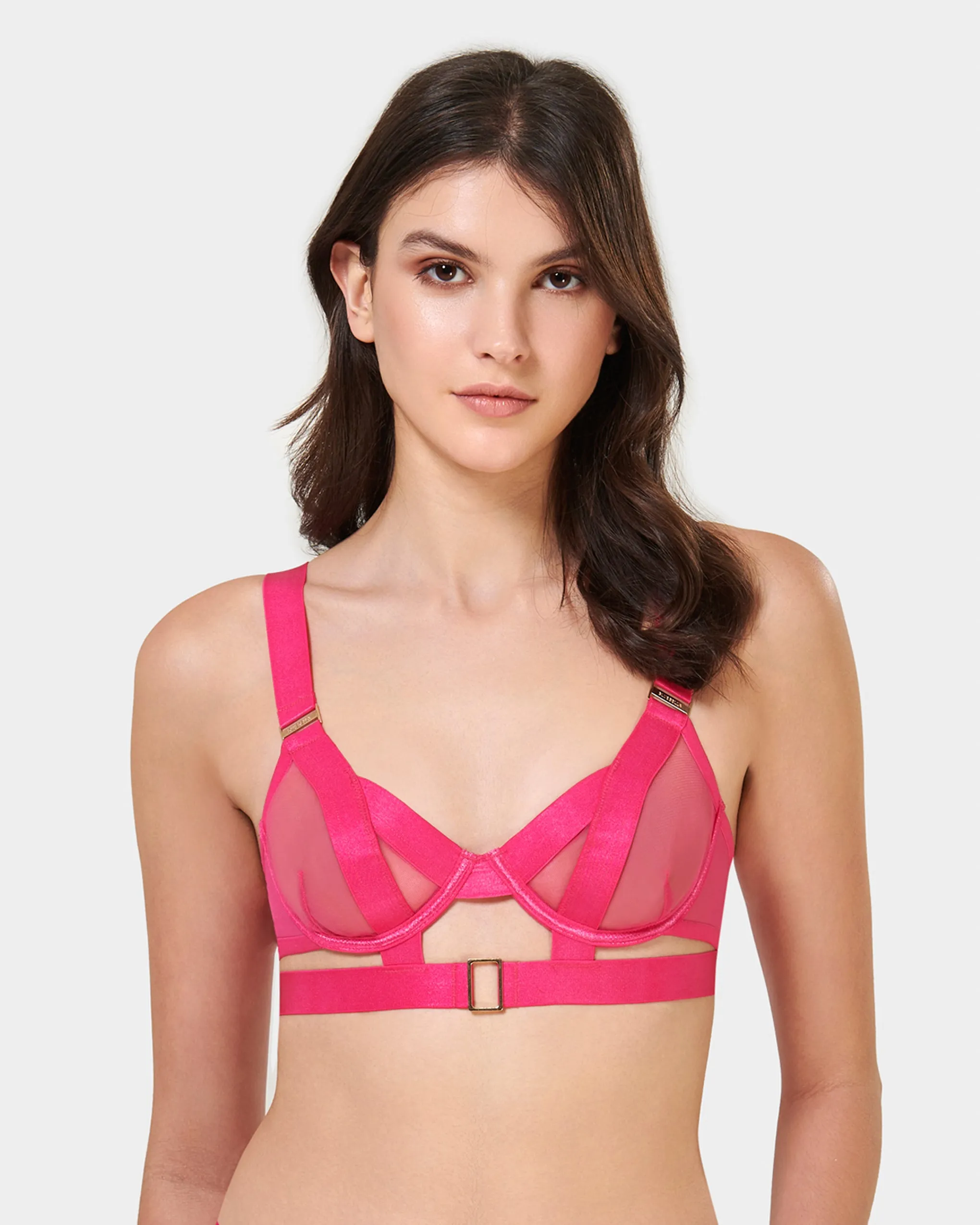 Trinity Sheer Strappy Bra Pink