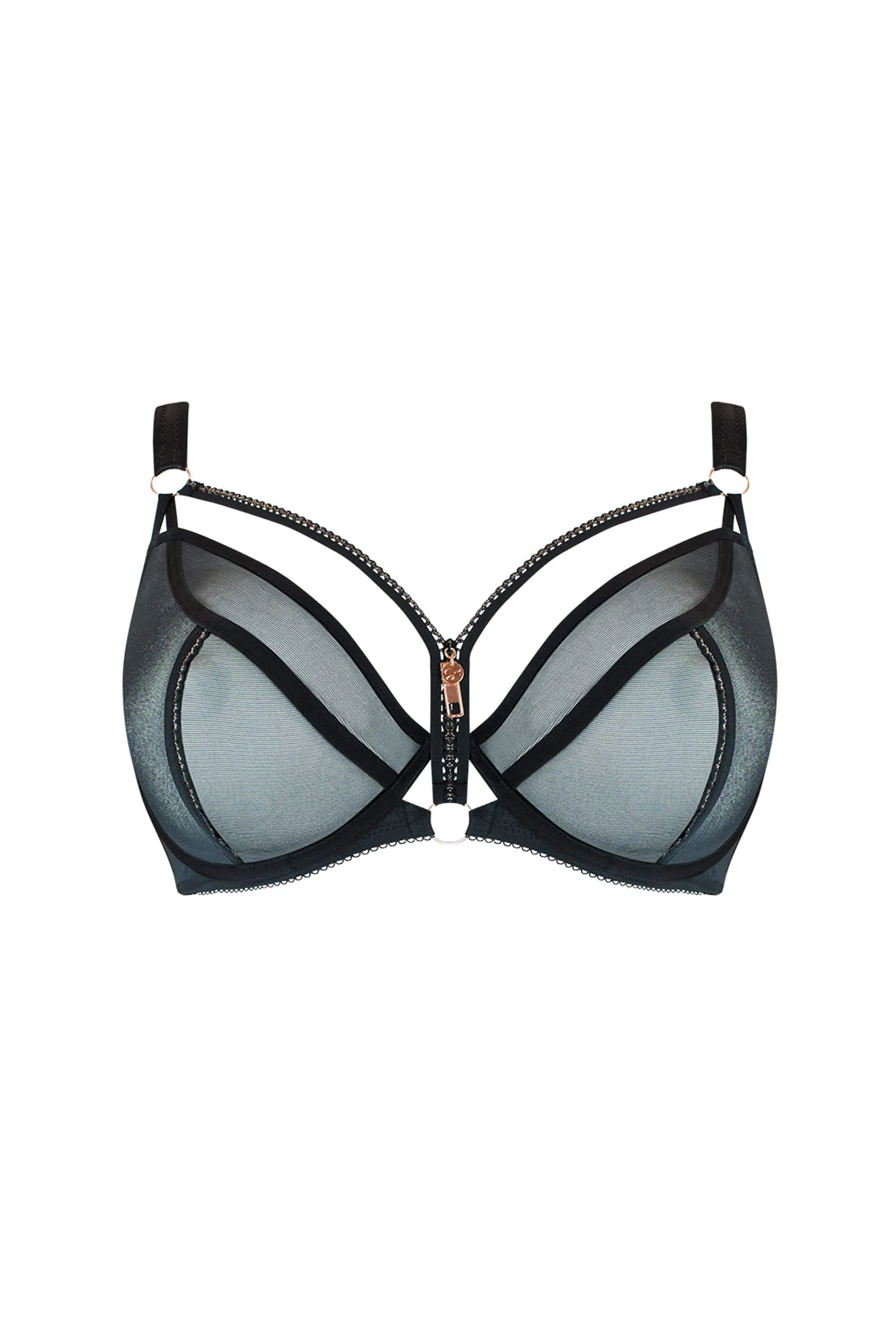 Unzipped Plunge Bra Black