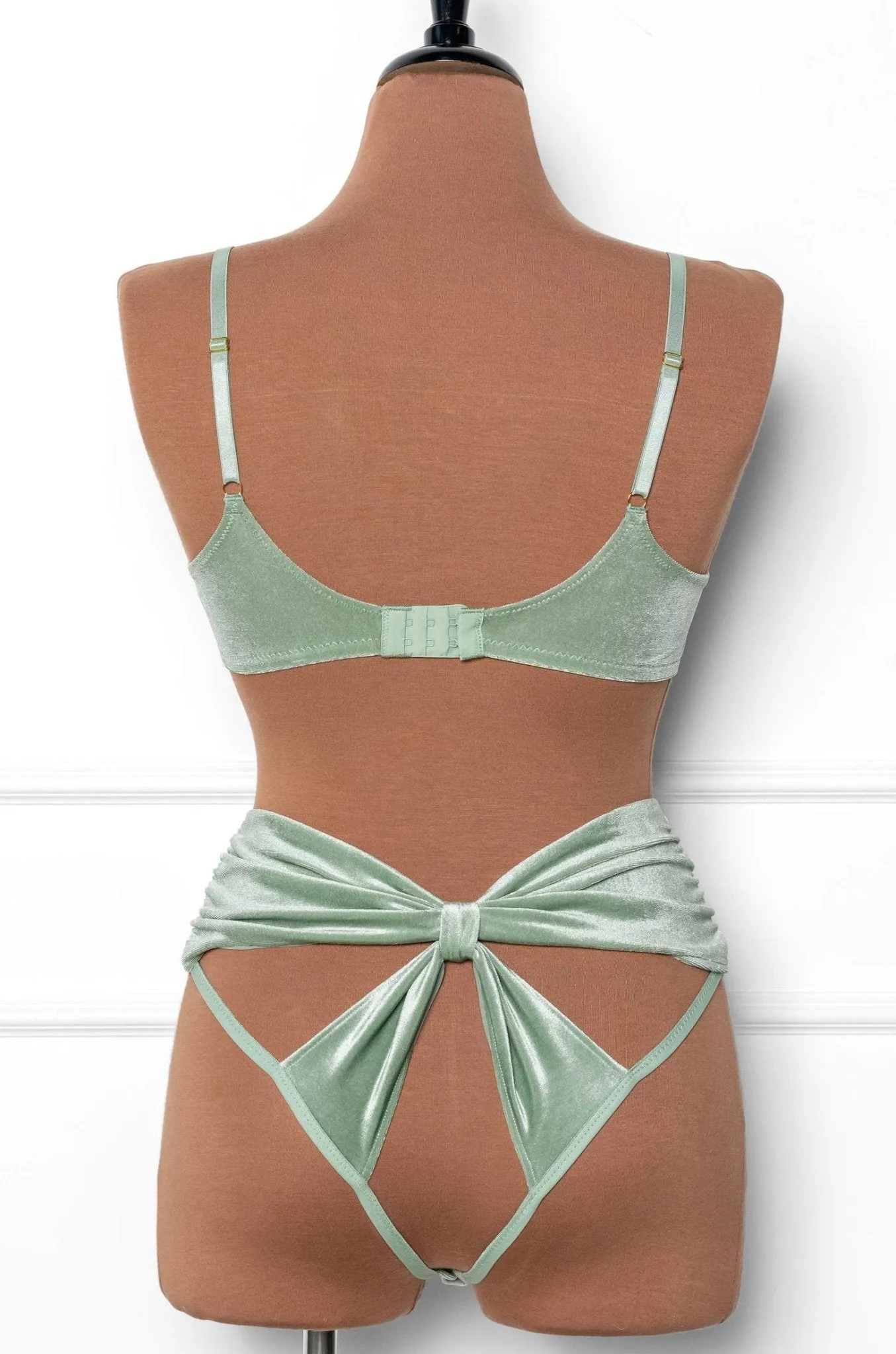 Velvet Bow Bralette - Misty Jade