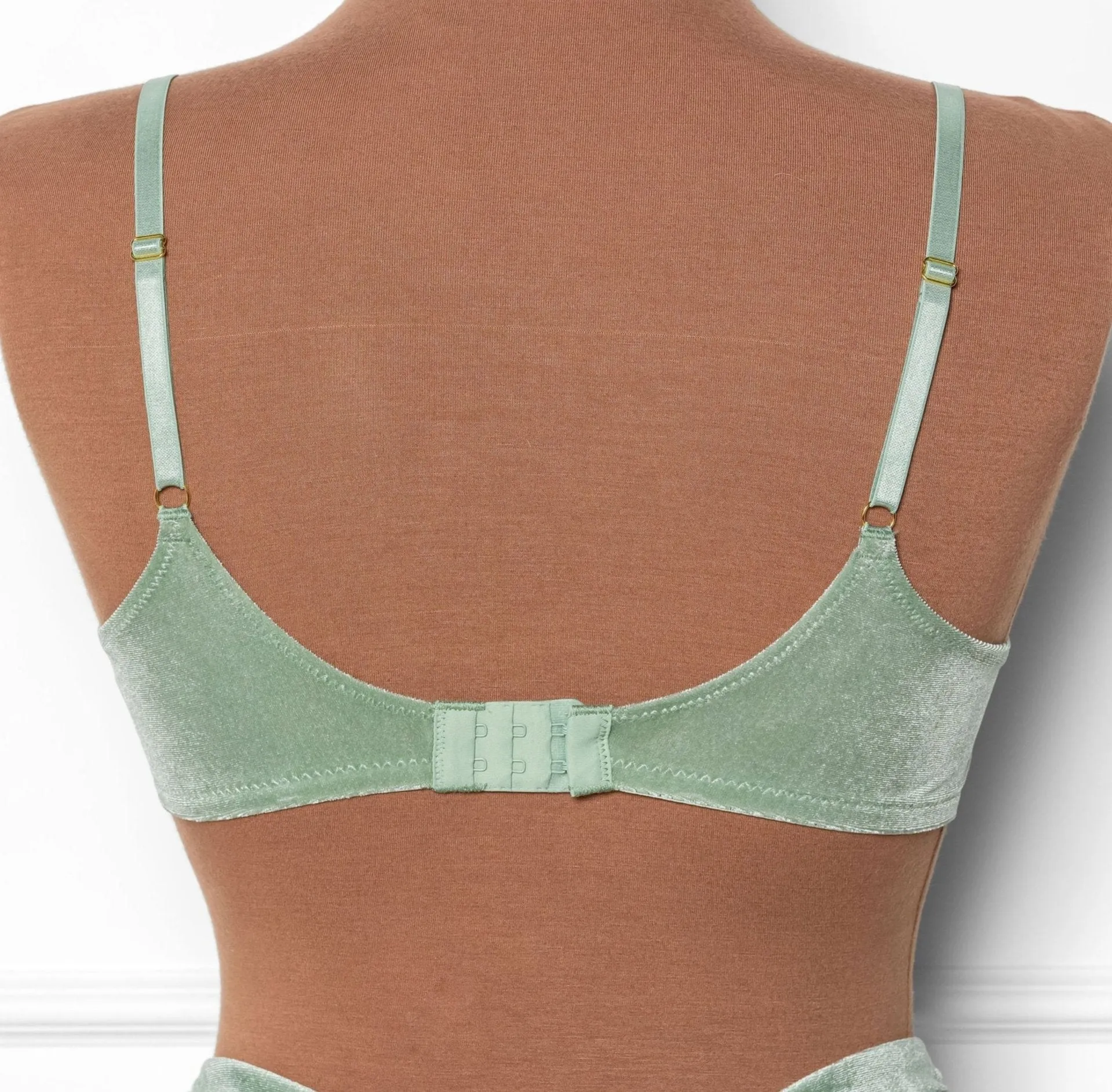 Velvet Bow Bralette - Misty Jade