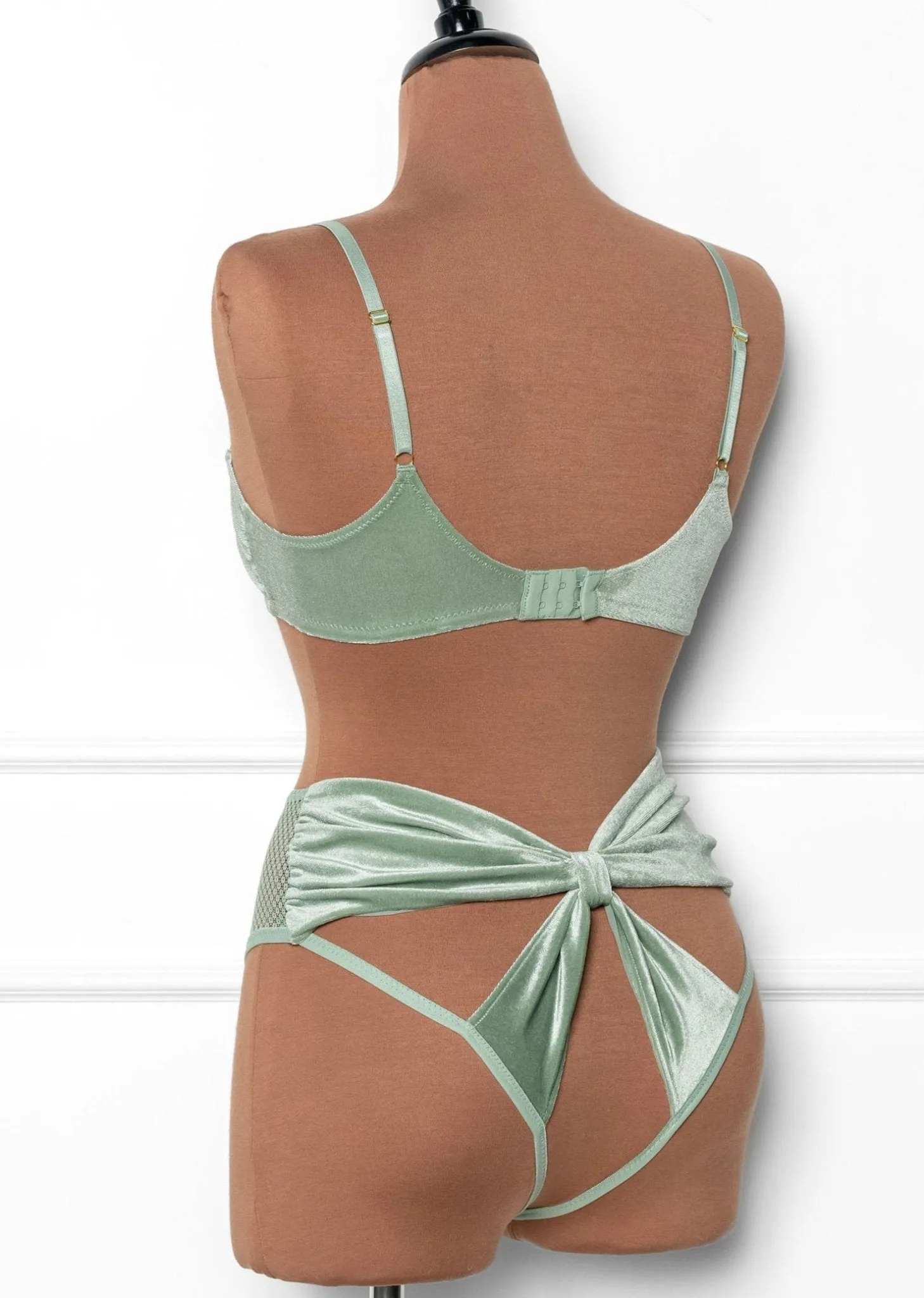 Velvet Bow Bralette - Misty Jade