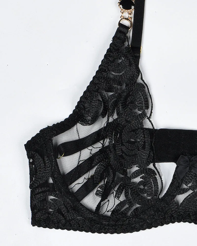 Vintage Gemstone Lace Lingerie Set