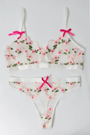 White Embroidery Lingerie Set