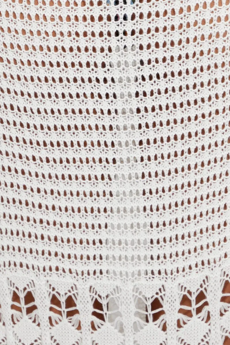 White Hollow Out Halter Cover Up